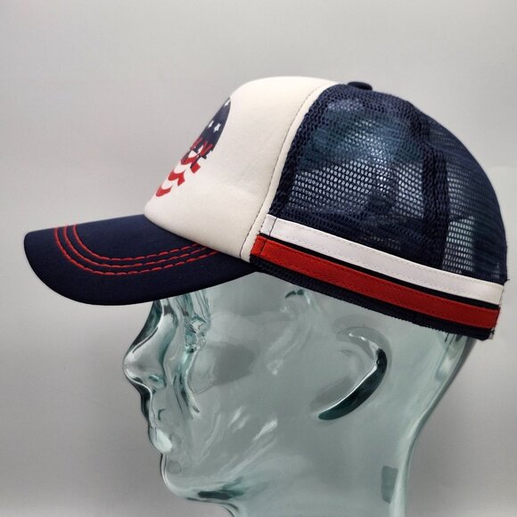 Roxy Patriotic American Stars Stripes Red White Blue Trucker Hat Mesh Snapback - Picture 4 of 13